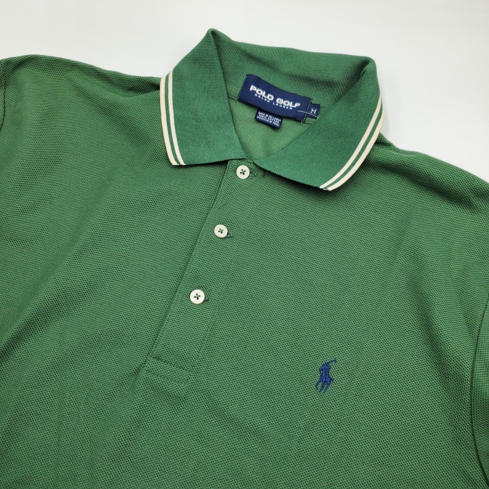 Polo Golf Ralph Lauren Mens Green Pique Cotton Short Sleeve Polo Shirt M Flaw